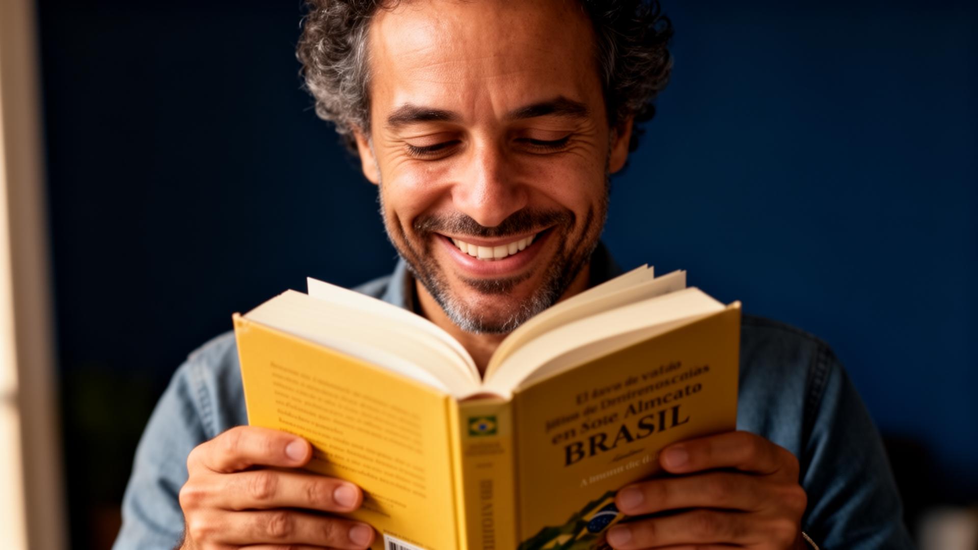 Autor segurando seu livro recém-publicado