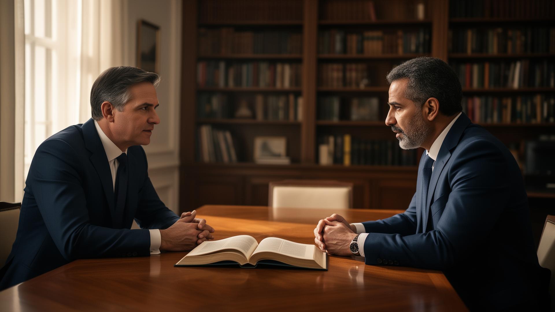 Executivo em conversa estratégica com empresário